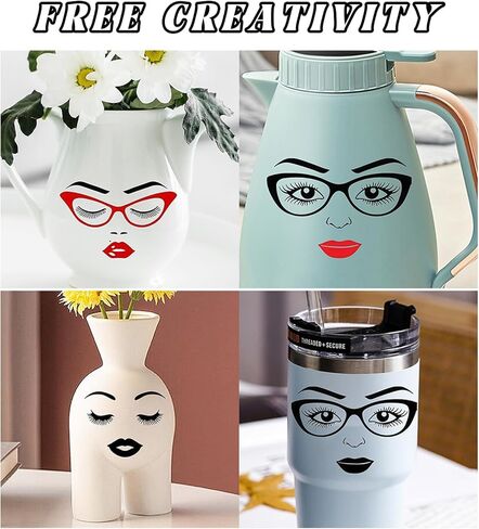 6 Sheets Expression Flowerpot Stickers Make a Face Sticker for Crafts, Fun DIY Eye Lip and Eyebrow Transfer Stickers Flower Pots Decoration Halloween Holiday Party Supplies in Kuwait