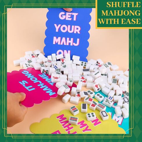 DERTE 4 Pcs 7.1 Inch Mahjong Shuffler Cards Funny Mahjong Tile Mixers with Wavy Scalloped Edges Gifts for Lovers Playing in Saudi Arabia