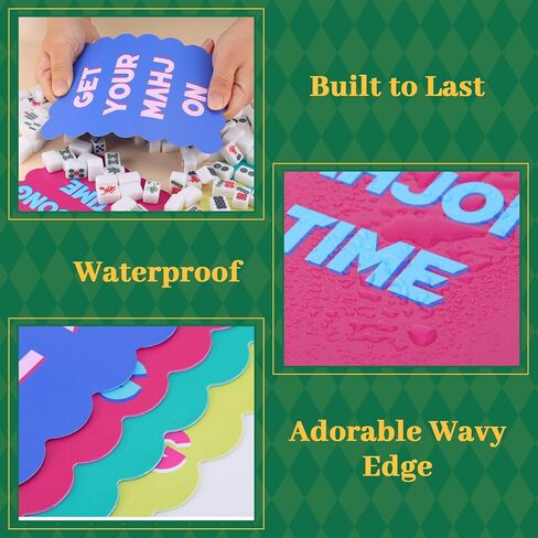 DERTE 4 Pcs 7.1 Inch Mahjong Shuffler Cards Funny Mahjong Tile Mixers with Wavy Scalloped Edges Gifts for Lovers Playing in Saudi Arabia