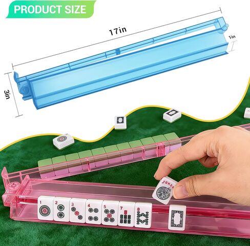 Mahjong Racks with Pushers, Mahjong Racks with Pushers Set of 4, PC Material, Modern American Tile Racks, for 1.2-inch American Mahjong Tiles, Includes Storage Pouch and 3 Dice, 4-Color in Saudi Arabia