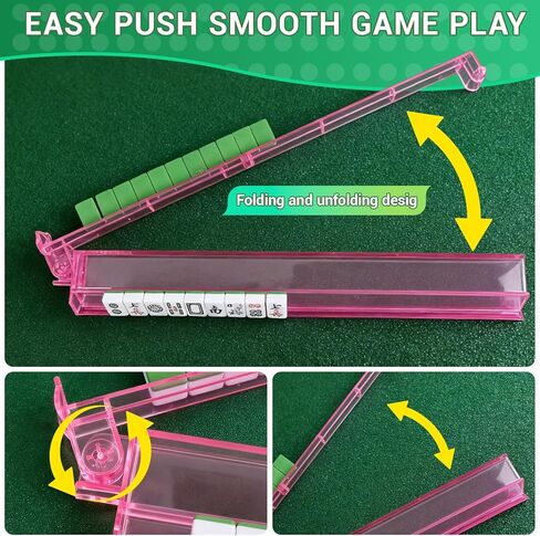 Mahjong Racks with Pushers, Mahjong Racks with Pushers Set of 4, PC Material, Modern American Tile Racks, for 1.2-inch American Mahjong Tiles, Includes Storage Pouch and 3 Dice, 4-Color in Saudi Arabia