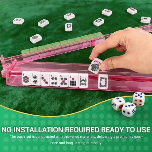 Mahjong Racks with Pushers, Mahjong Racks with Pushers Set of 4, PC Material, Modern American Tile Racks, for 1.2-inch American Mahjong Tiles, Includes Storage Pouch and 3 Dice, 4-Color in Saudi Arabia