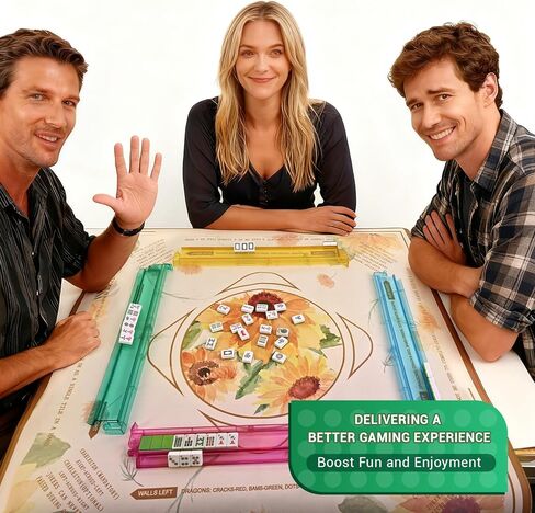 Mahjong Racks with Pushers, Mahjong Racks with Pushers Set of 4, PC Material, Modern American Tile Racks, for 1.2-inch American Mahjong Tiles, Includes Storage Pouch and 3 Dice, 4-Color in Saudi Arabia