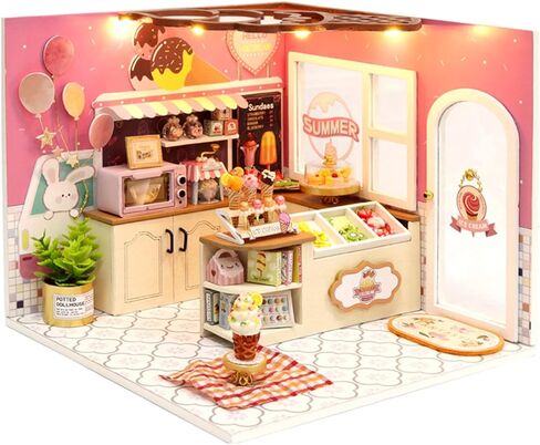 طقم منزل مصغر من Flever DIY، طقم منزلي صغير مع ضوء LED، مجموعات حرفية لبناء منزل صغير للبالغين والمراهقين، هدية إبداعية لديكور المنزل للعائلة/الأصدقاء (مقهى على مهل) in Kuwait