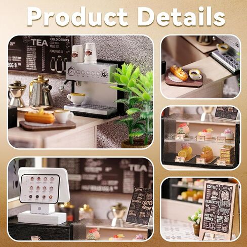Flever DIY Miniature House Kit, Tiny Home Kit with LED Light, Mini House Build Craft Kits for Adults and Teens, Home Decor Creative Gift for Family/Friends (Leisurely Coffee Shop) in Saudi Arabia