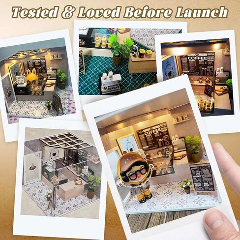 Flever DIY Miniature House Kit, Tiny Home Kit with LED Light, Mini House Build Craft Kits for Adults and Teens, Home Decor Creative Gift for Family/Friends (Leisurely Coffee Shop) in Saudi Arabia