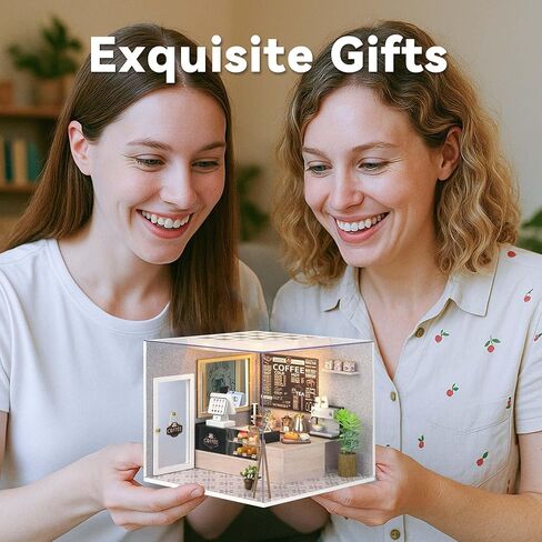 Flever DIY Miniature House Kit, Tiny Home Kit with LED Light, Mini House Build Craft Kits for Adults and Teens, Home Decor Creative Gift for Family/Friends (Leisurely Coffee Shop) in Saudi Arabia