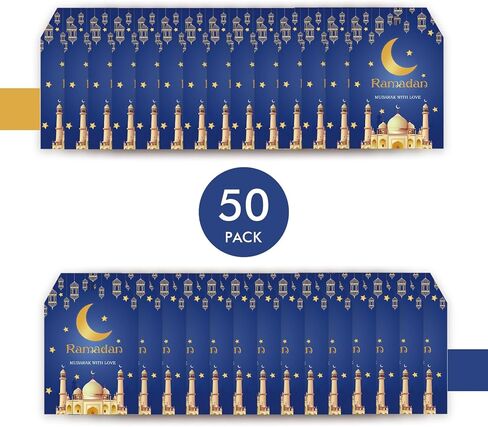 50pcs Ramadan Thank You Tags, Eid Mubarak Gift Tag with String for Muslim Party, Mosque Thank You Paper Tags for Islamic Party Favors in Saudi Arabia