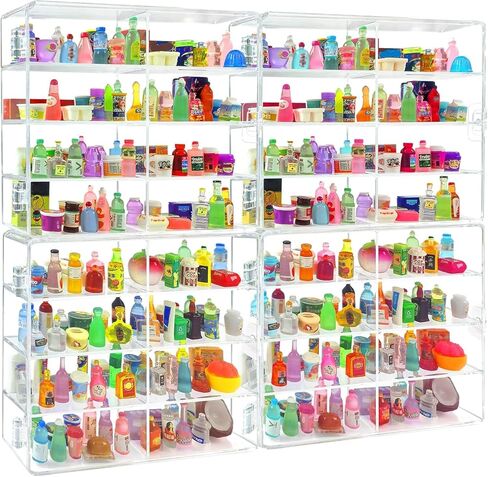 8 Slots Mini Brands Display Case 4 Pack Wall-Mounted Acrylic Mini Brands Storage Case Collector Toys,Stackable Shopkins Real Littles,Mini Mart Storage Organizer for Miniatures Collections (32 Slots) in Saudi Arabia