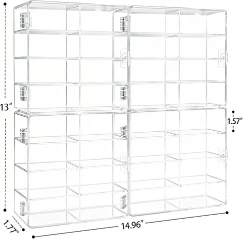 8 Slots Mini Brands Display Case 4 Pack Wall-Mounted Acrylic Mini Brands Storage Case Collector Toys,Stackable Shopkins Real Littles,Mini Mart Storage Organizer for Miniatures Collections (32 Slots) in Saudi Arabia