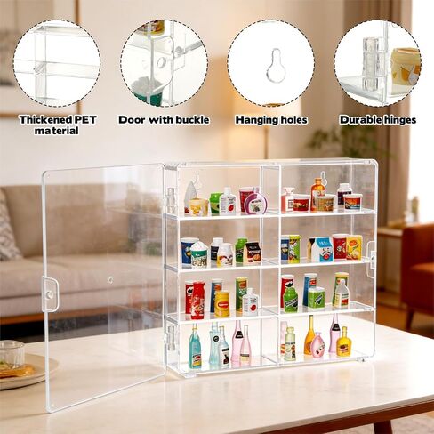 8 Slots Mini Brands Display Case 4 Pack Wall-Mounted Acrylic Mini Brands Storage Case Collector Toys,Stackable Shopkins Real Littles,Mini Mart Storage Organizer for Miniatures Collections (32 Slots) in Saudi Arabia