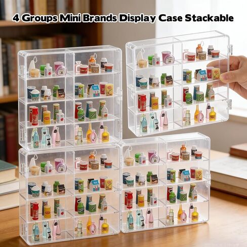 8 Slots Mini Brands Display Case 4 Pack Wall-Mounted Acrylic Mini Brands Storage Case Collector Toys,Stackable Shopkins Real Littles,Mini Mart Storage Organizer for Miniatures Collections (32 Slots) in Saudi Arabia