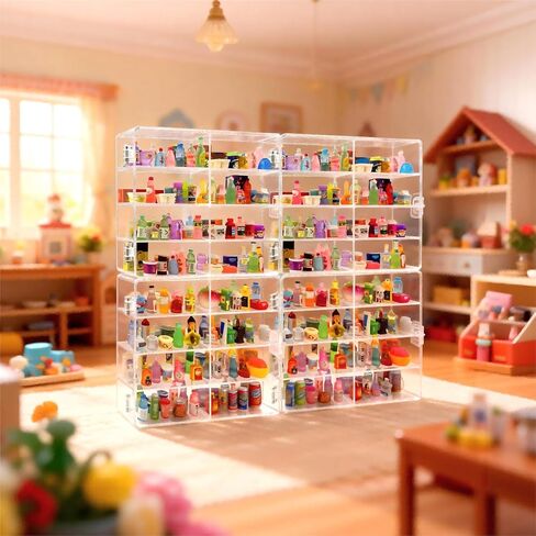 8 Slots Mini Brands Display Case 4 Pack Wall-Mounted Acrylic Mini Brands Storage Case Collector Toys,Stackable Shopkins Real Littles,Mini Mart Storage Organizer for Miniatures Collections (32 Slots) in Saudi Arabia