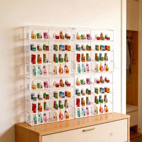 8 Slots Mini Brands Display Case 4 Pack Wall-Mounted Acrylic Mini Brands Storage Case Collector Toys,Stackable Shopkins Real Littles,Mini Mart Storage Organizer for Miniatures Collections (32 Slots) in Saudi Arabia