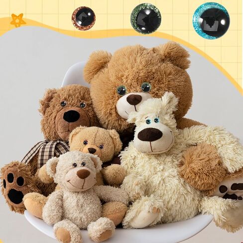Nogeqi 48PCS Glitter Safety Eyes for Crocheting, 3D Amigurumi Eyes with Washers, 4 Colors Moon Stuffed Crochet Eye for Animals Doll Crafts Toy Making (12mm, 16mm, 18mm) in Saudi Arabia