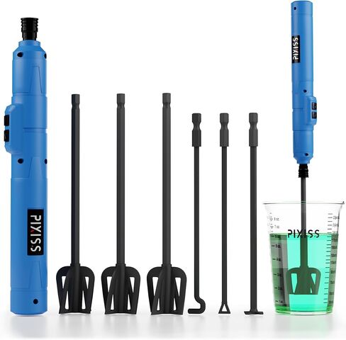 Pixiss Premium Resin Mixer - Handheld Rechargeable Epoxy Mixer, Epoxy Resin Mixer Pro Grade, Resin Stirrer for Resin, Resin Molds, Silicone Molds Mixing, Minimize Bubbles - (6 Paddles Included) in Saudi Arabia