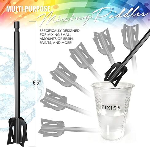 Pixiss Premium Resin Mixer - Handheld Rechargeable Epoxy Mixer, Epoxy Resin Mixer Pro Grade, Resin Stirrer for Resin, Resin Molds, Silicone Molds Mixing, Minimize Bubbles - (6 Paddles Included) in Saudi Arabia