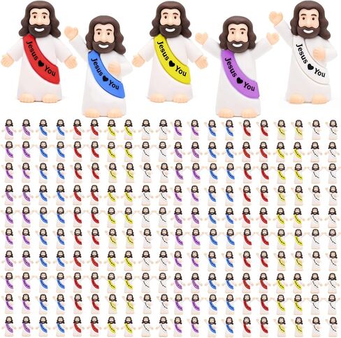 Mini Jesus Figurines Bulk, 5 Colors & 3 Poses Liittle Religious Jesus Loves You Figures (30/60/105/210 PCS), Small Jesus Party Favors for Easter, Church Events, Sunday School in Saudi Arabia