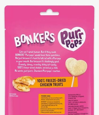 Bonkers Purrpops Chicky Licks Chicken Flavor Lollipop Freeze-Dried Cat Treats, 2 Packs with 1 Cat Pom Pom Balls Toy in Saudi Arabia