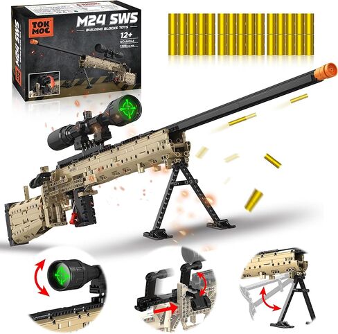 Building Blocks Gun Model Toys for Adults, 1388 Pcs 1:1 M24 Building Set Guns Model Toys for Adults Boys Teens Age 12+, Collectible Building Blocks Gift for Military Enthusiasts in Saudi Arabia