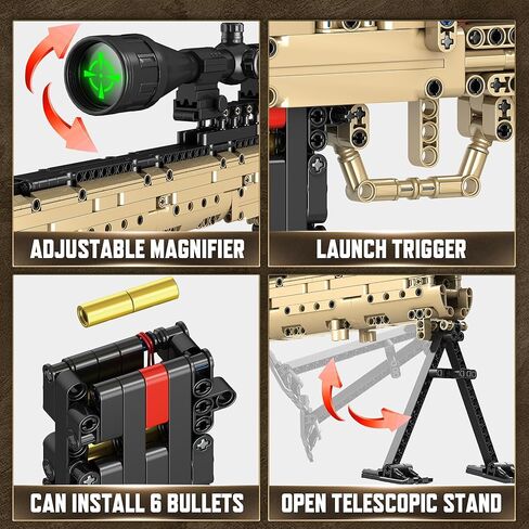 Building Blocks Gun Model Toys for Adults, 1388 Pcs 1:1 M24 Building Set Guns Model Toys for Adults Boys Teens Age 12+, Collectible Building Blocks Gift for Military Enthusiasts in Saudi Arabia