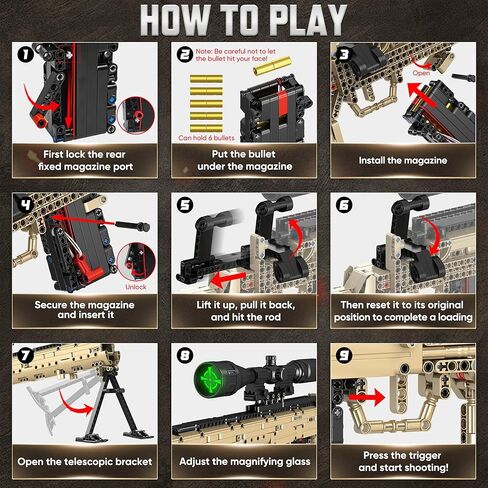 Building Blocks Gun Model Toys for Adults, 1388 Pcs 1:1 M24 Building Set Guns Model Toys for Adults Boys Teens Age 12+, Collectible Building Blocks Gift for Military Enthusiasts in Saudi Arabia