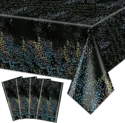 4Pcs Pink Green Holographic Tablecloths Rectangular Iridescent Tablecloth Shimmer Metallic Table Covers for Witch Green and Pink Birthday Decorations, 54 x 108inch in Saudi Arabia