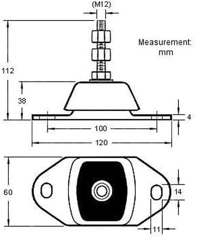 حامل المحرك المرن البحري - مسمار M12 - HGE1605 - HGE in Kuwait