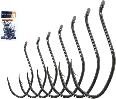 Catfish Hooks Big River Bait Hook 25-50pcs of 4/0-10/0 High Carbon Steel Fishing Hook Saltwater Size Black Nickel in Saudi Arabia