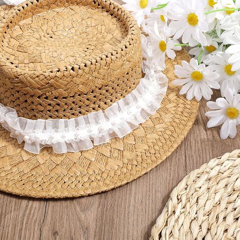 2 Yard Lace Ribbon Trim Organza White Pearl Lace Trim Ruffle Pleated Satin Beads Ruffle Tulle Fabric Edge Bridal Sew On Appliques Patches for DIY Cloth Bag Hat Dress Decoration Sewing Clothing Collar in Saudi Arabia