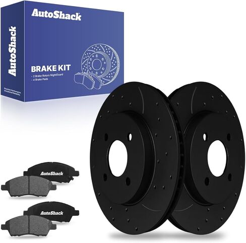 Autoshack Front Brake Kit Replace for 2012-2019 Nissan Versa 2014-2019 Versa Note 2015-2019 Micra 1.6L FWD DISCRING BRAKE ROTORS مع منصات الفرامل السيرامية 10.2 "(260.0 مم) BRKPKG005230 in Saudi Arabia