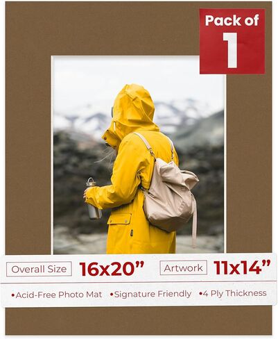 ملصق Palooza مقاس 16 × 20 مقطوع بشكل مشطوف للصور مقاس 11 × 14 - لوح خشب البلوط البني الخالي من الأحماض - للصور والصور والتأطير - سمك 4 طبقات in Saudi Arabia