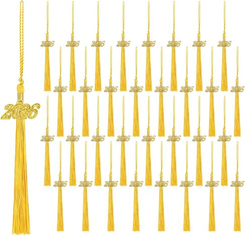 60 Pcs Gold Graduation Cap Tassel Decorations 2026, Grad Tassel Decor with Ornament for Graduation Party Supplies Gifts in Saudi Arabia