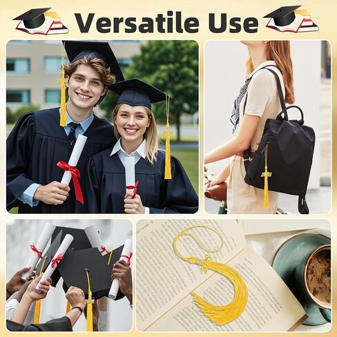 60 Pcs Gold Graduation Cap Tassel Decorations 2026, Grad Tassel Decor with Ornament for Graduation Party Supplies Gifts in Saudi Arabia