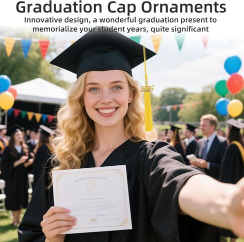 60 Pcs Gold Graduation Cap Tassel Decorations 2026, Grad Tassel Decor with Ornament for Graduation Party Supplies Gifts in Saudi Arabia