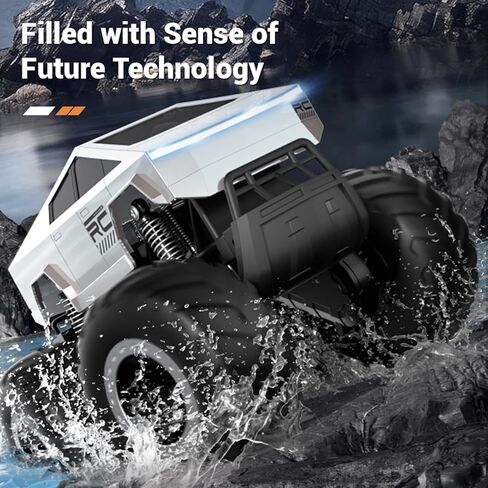 1:16 Cybertruck Remote Control Car, 2.4 GHz 4WD Amphibious Off-Road Pick-up Truck with LED Light, Waterproof Monster Truck Hobby RC Cars Toys for Teen Adults in Saudi Arabia
