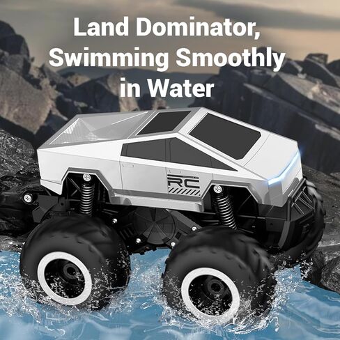1:16 Cybertruck Remote Control Car, 2.4 GHz 4WD Amphibious Off-Road Pick-up Truck with LED Light, Waterproof Monster Truck Hobby RC Cars Toys for Teen Adults in Saudi Arabia