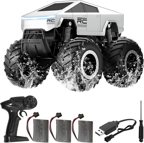 1:16 Cybertruck Remote Control Car, 2.4 GHz 4WD Amphibious Off-Road Pick-up Truck with LED Light, Waterproof Monster Truck Hobby RC Cars Toys for Teen Adults in Saudi Arabia
