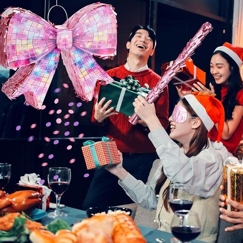 ديسكو الوردي القوس بينياتا مجموعة 15 بوصة لامعة القوس بينياتا مع الخفافيش معصوب العينين وقصاصات ملونة لعيد ميلاد الزفاف الديكور الوثنيين عطلة كوكيت لوازم الحفلات in Kuwait