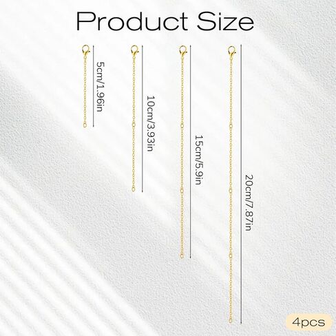 Gold Necklace Extender, 4 Pcs Alloy 2" 4" 6" 8" Necklace Extenders for Women Adjustable Gold Chain Extenders for Necklaces for DIY Crafts, Jewelry Making, Bracelet, Anklet in Saudi Arabia