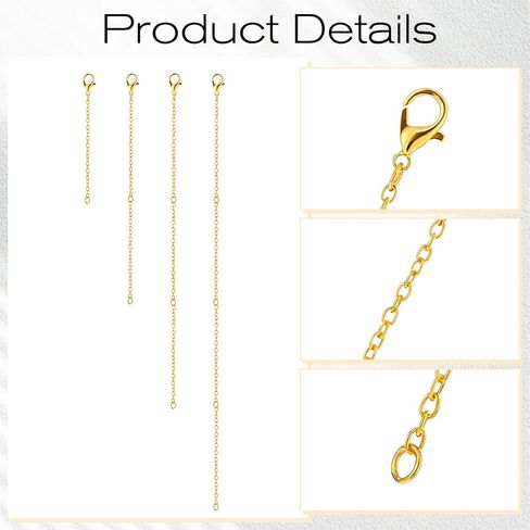 Gold Necklace Extender, 4 Pcs Alloy 2" 4" 6" 8" Necklace Extenders for Women Adjustable Gold Chain Extenders for Necklaces for DIY Crafts, Jewelry Making, Bracelet, Anklet in Saudi Arabia