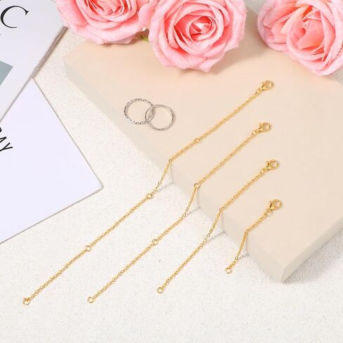 Gold Necklace Extender, 4 Pcs Alloy 2" 4" 6" 8" Necklace Extenders for Women Adjustable Gold Chain Extenders for Necklaces for DIY Crafts, Jewelry Making, Bracelet, Anklet in Saudi Arabia