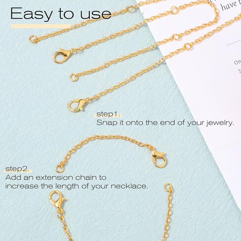 Gold Necklace Extender, 4 Pcs Alloy 2" 4" 6" 8" Necklace Extenders for Women Adjustable Gold Chain Extenders for Necklaces for DIY Crafts, Jewelry Making, Bracelet, Anklet in Saudi Arabia