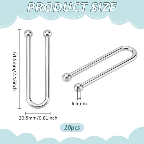 PH PandaHall 10pcs Alloy Bikini Clips U Shape Swimwear Fastener Metal Bikini Pin Buckle Bra Connector Linker Swimwear Front Clasp Replacement for Bikinis Swimsuit Lingerie Costume Accessory, Platinum in Saudi Arabia