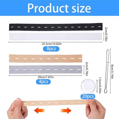 12PCS Jeans Button Tightener Pants Adjuster Waist Tightener for Pants Women Men, with 20 Buttons 1 Thread Hook Black and White Two Rolls of Thread Waist Clip Pack in Kuwait