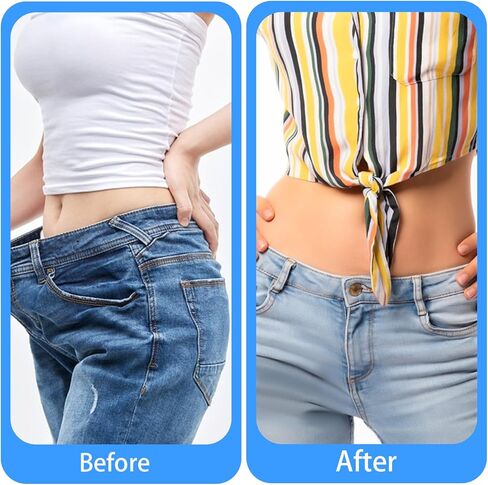 12PCS Jeans Button Tightener Pants Adjuster Waist Tightener for Pants Women Men, with 20 Buttons 1 Thread Hook Black and White Two Rolls of Thread Waist Clip Pack in Kuwait