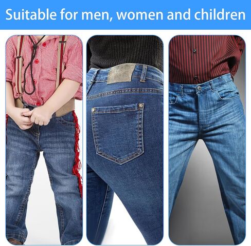 12PCS Jeans Button Tightener Pants Adjuster Waist Tightener for Pants Women Men, with 20 Buttons 1 Thread Hook Black and White Two Rolls of Thread Waist Clip Pack in Kuwait