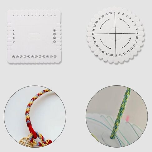 JuxLux 4 حزمة قرص تجديل دائري مربع قرص كوميهيمو عجلة تجديل سوار تجديل لوحة أداة للأساور سوار مرن سلسلة سلك قابل للتمدد سلسلة خرز من النايلون سلسلة خرز منسوجة in Kuwait