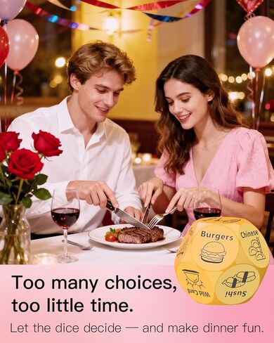 Valentines Day Gifts for Him Her,Stocking Stuffers for Men Women Adults,Date Night Food Dice Couples Gift,Anniversary Birthday Wedding White Elephant Gag Gifts for Boyfriend Girlfriend Husband(Yellow) in Saudi Arabia
