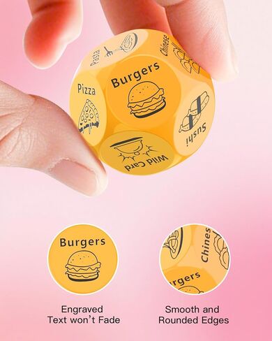 Valentines Day Gifts for Him Her,Stocking Stuffers for Men Women Adults,Date Night Food Dice Couples Gift,Anniversary Birthday Wedding White Elephant Gag Gifts for Boyfriend Girlfriend Husband(Yellow) in Saudi Arabia